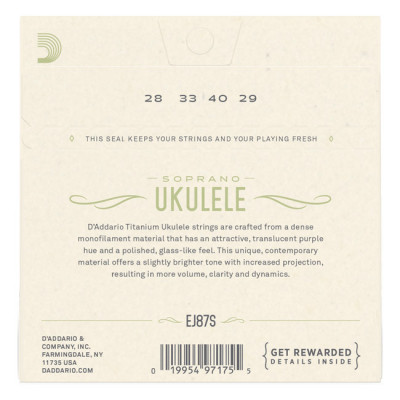 D'ADDARIO EJ87S TITANIUM UKULELE SOPRANO струни для укулеле сопрано